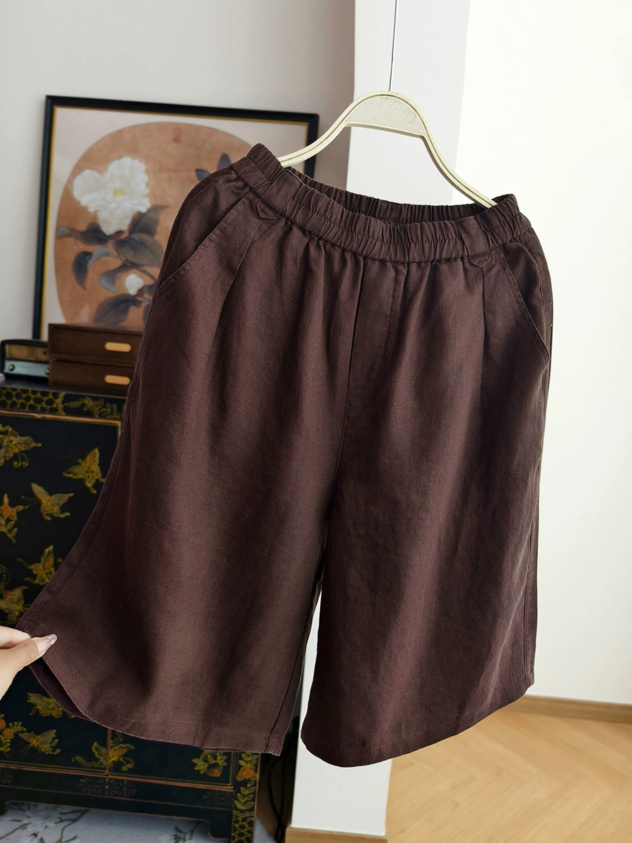 Summer Pants Pure Women 100%Linen Casual Color Fifth