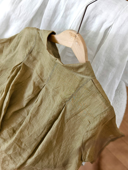 Collar Turn-down Summer Women Shirt Color Pure 100%Ramie