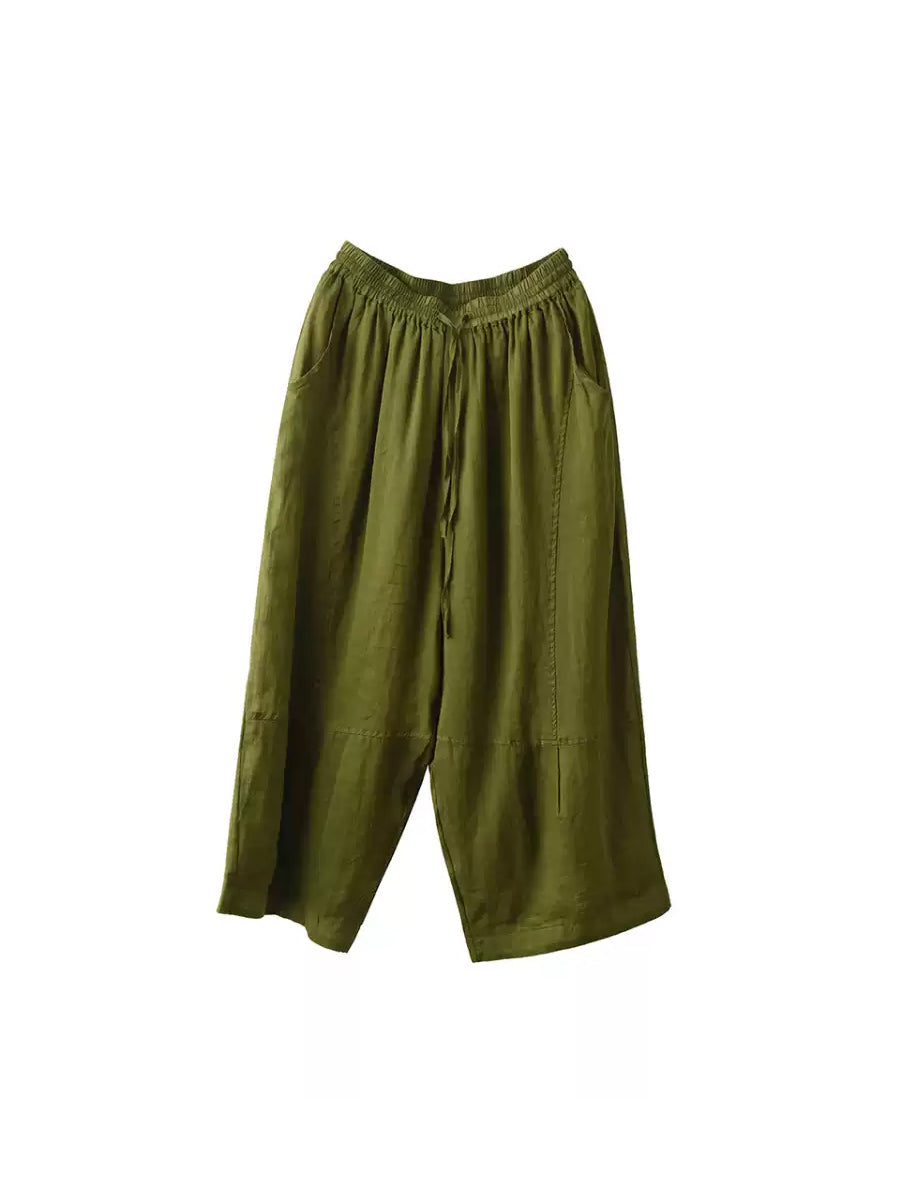 Loose Women Color 100%Ramie Artsy Pure Bloomers Summer