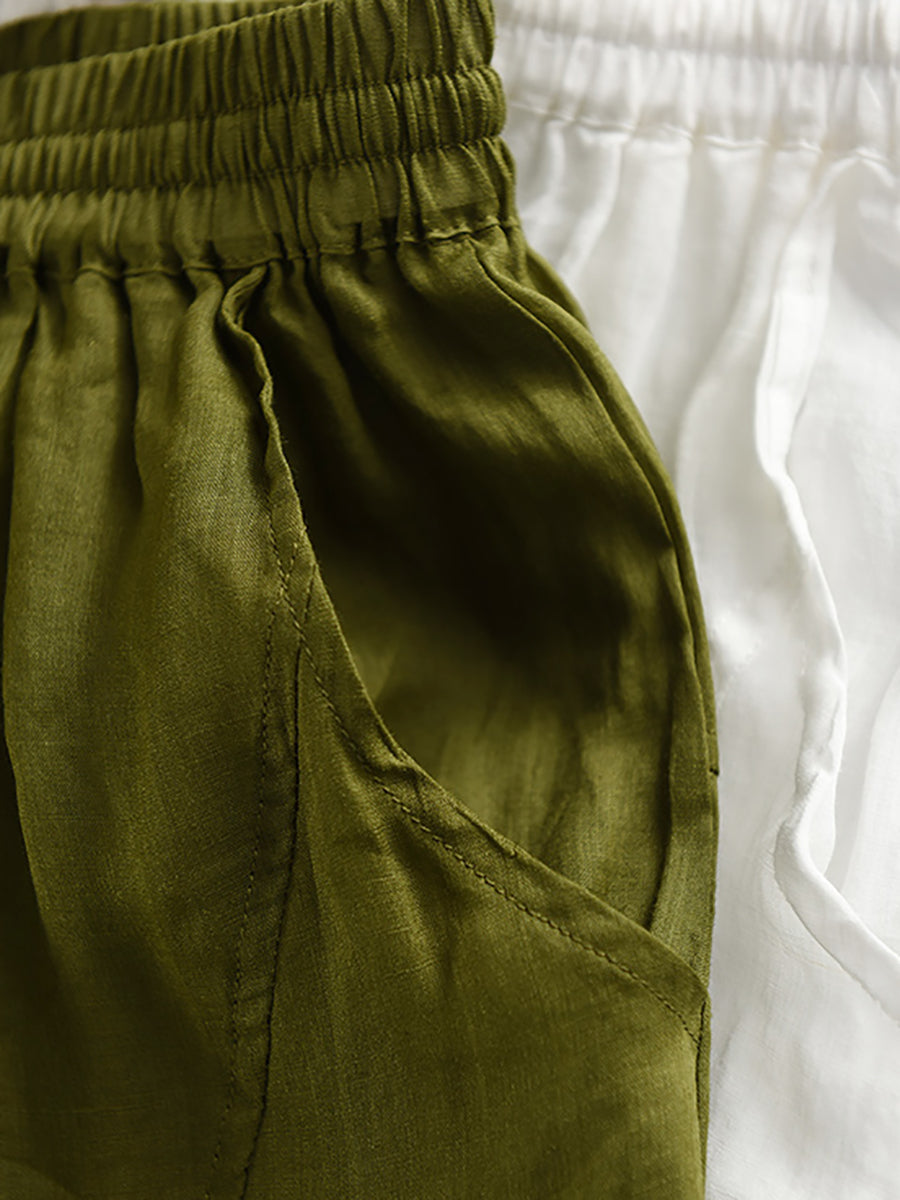 Loose Women Color 100%Ramie Artsy Pure Bloomers Summer