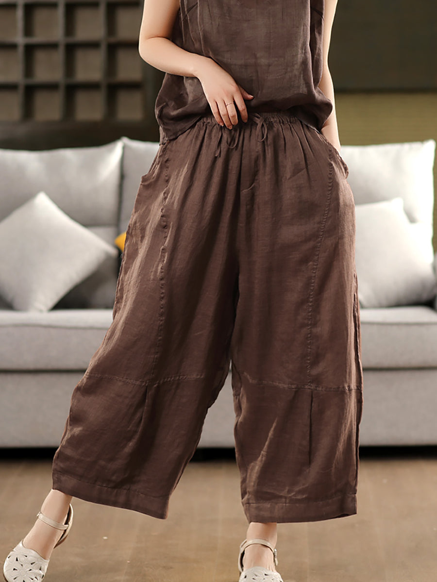 Loose Women Color 100%Ramie Artsy Pure Bloomers Summer