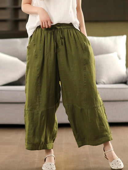 Loose Women Color 100%Ramie Artsy Pure Bloomers Summer