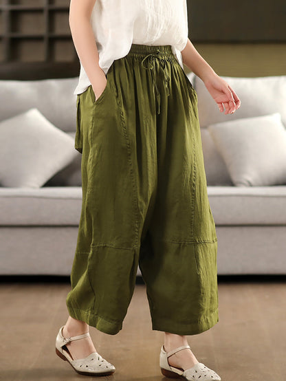 Loose Women Color 100%Ramie Artsy Pure Bloomers Summer