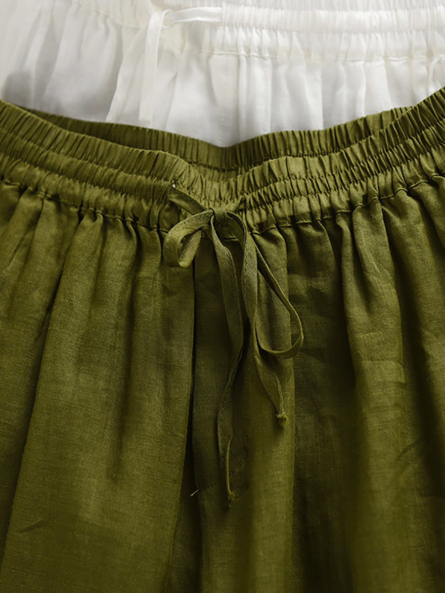 Loose Women Color 100%Ramie Artsy Pure Bloomers Summer