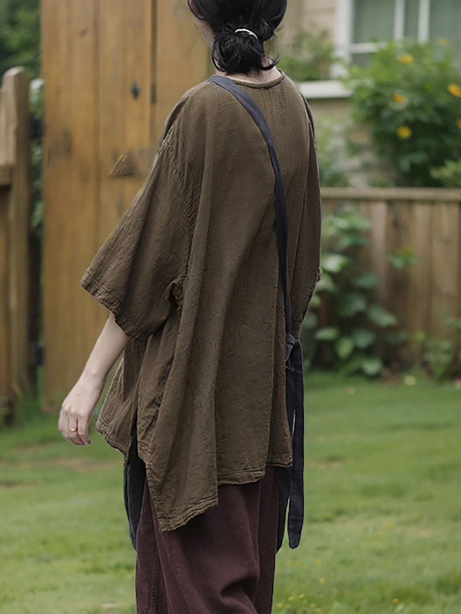 Casual Summer 100%Cotton O-Neck Pure Women Color Shirt