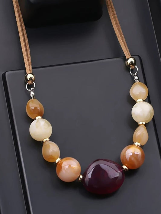 Necklace Stone Women Vintage Pendant Colorful