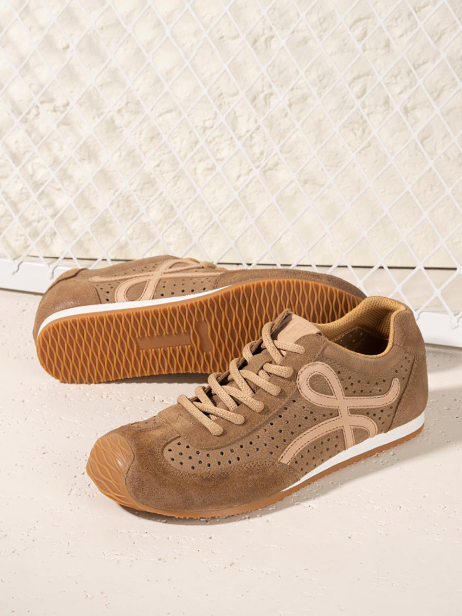 Genuine Men Sport Shoes Leather Breathable Vintage