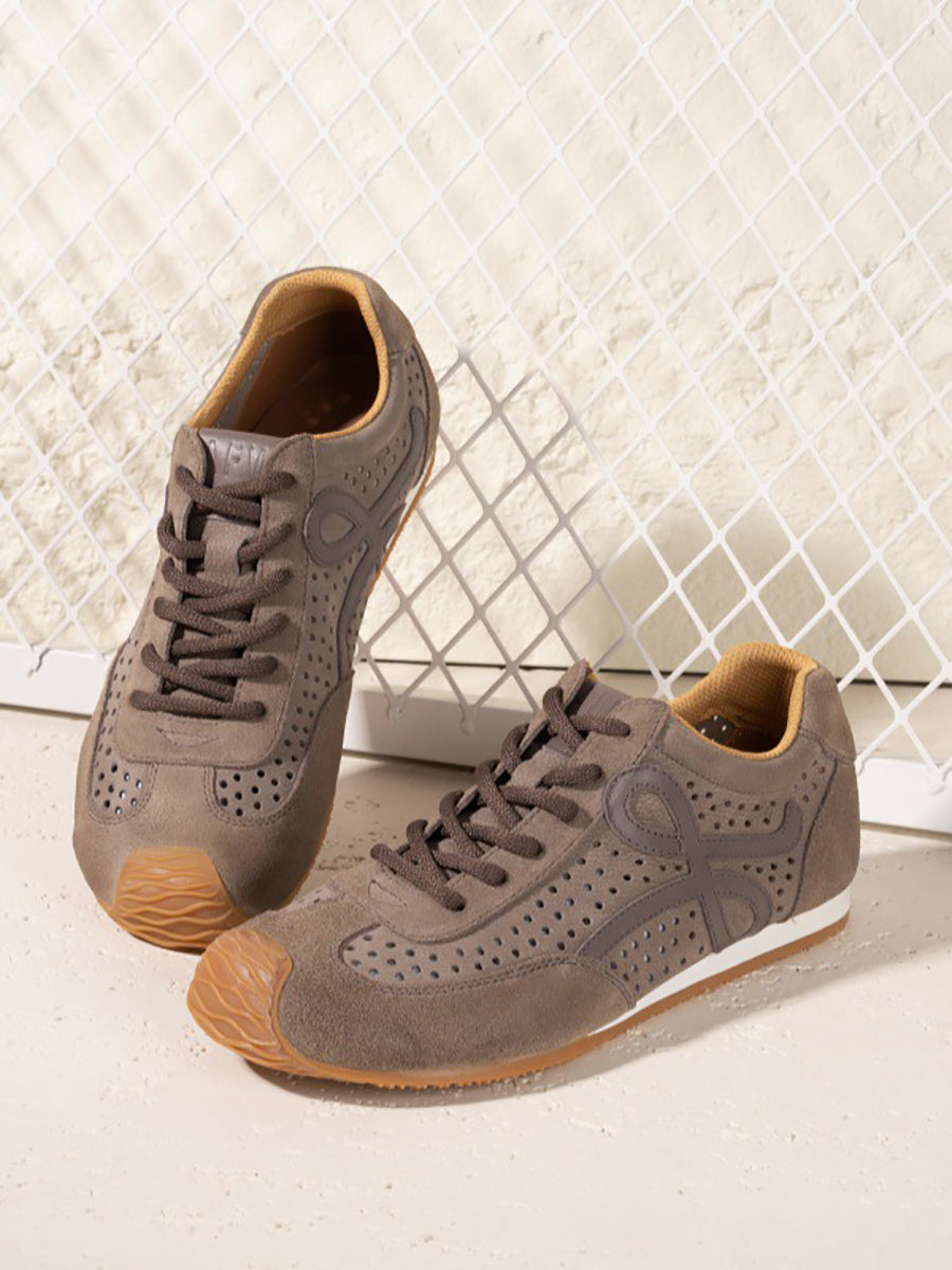 Genuine Men Sport Shoes Leather Breathable Vintage