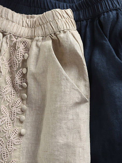 Summer Women Skirt Color Lace 100%Linen Pure