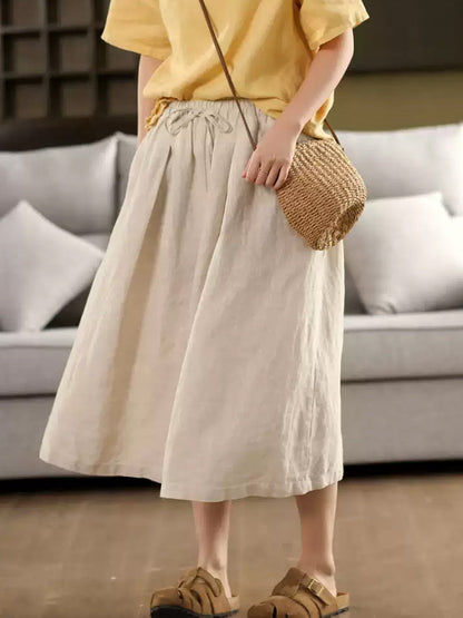 Summer Pure 100%Linen Skirt Color Women