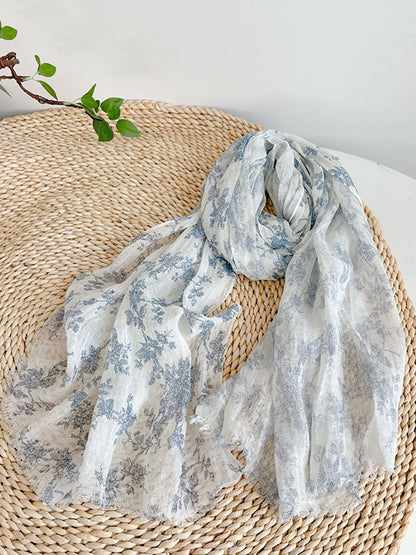 Shawl Thin Floral Artsy Scarf Summer