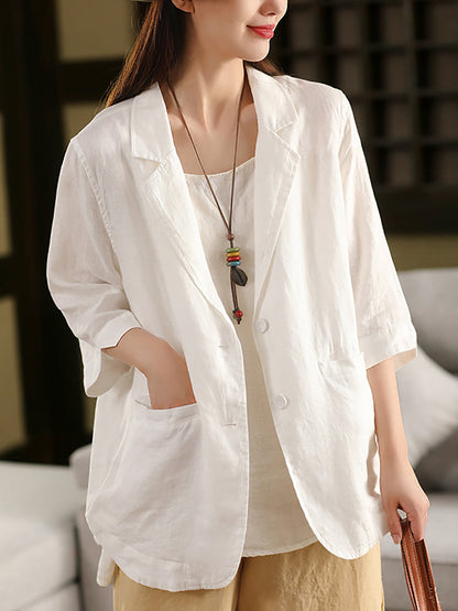 Color Summer Pure Artsy Women Coat Shirt 100%Linen