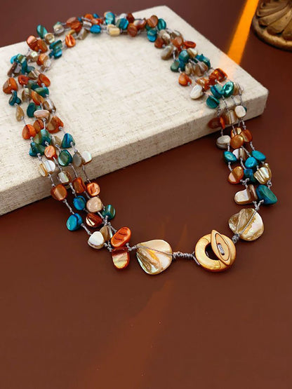 Stone Colorful Shell Necklace Bohemia Multilayer