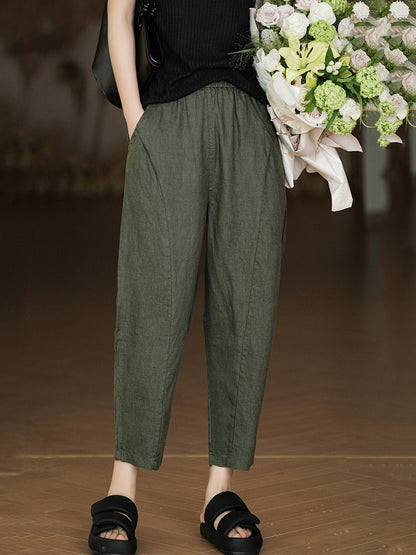 Pure Summer Harem Casual 100%Linen Pants Color Women