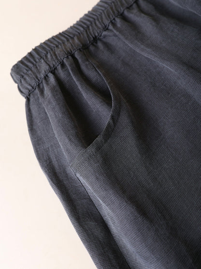 Summer Straight Women Color Pure Skirt Linen