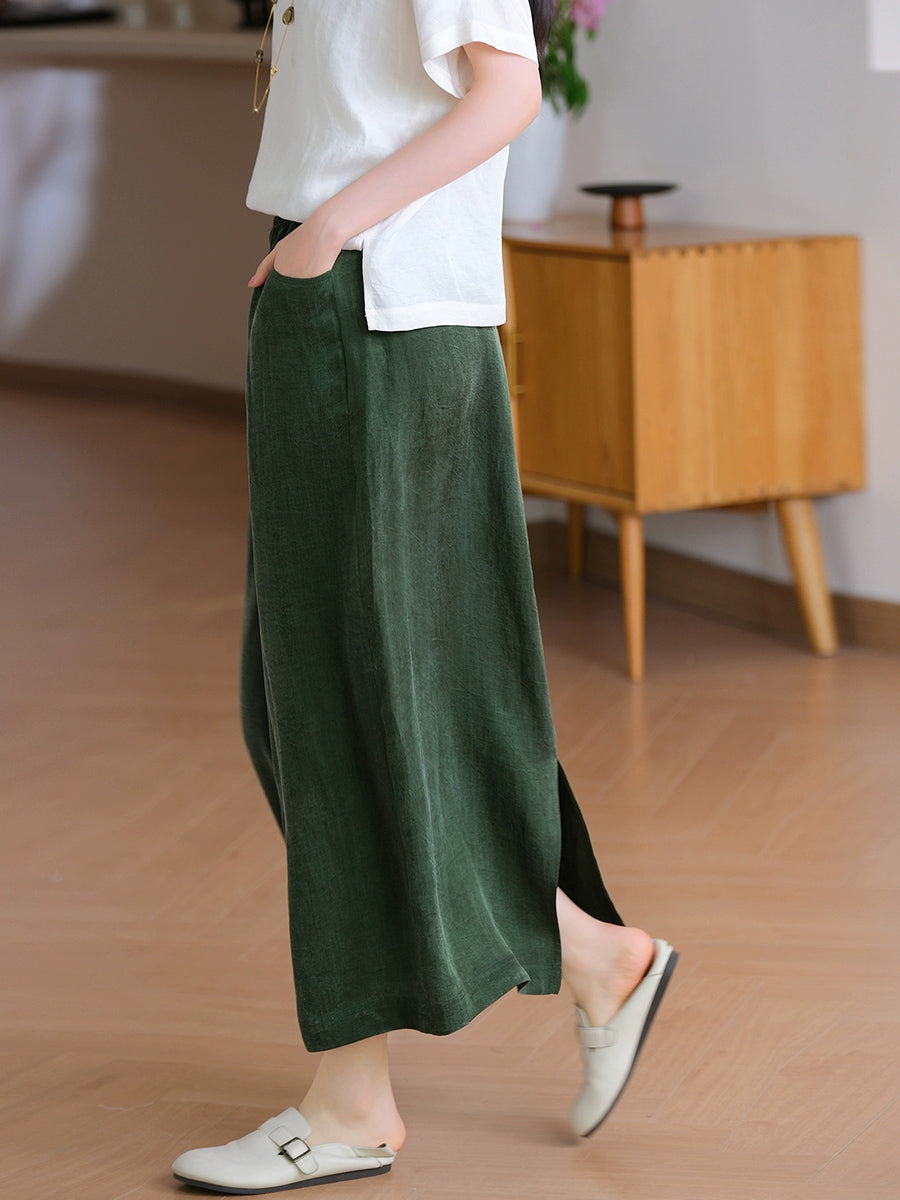 Summer Straight Women Color Pure Skirt Linen