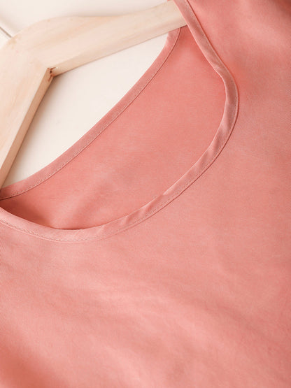 Color Pure Summer O-Neck Spliced Women Shirt Artsy