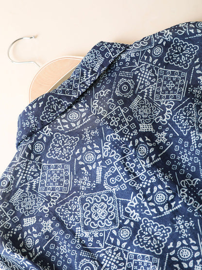 Shirt Print Women Collar Summer Turn-down Artsy 100%Ramie