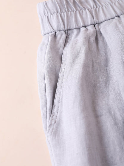 Pants Pure Straight Women 100%Linen Summer Color