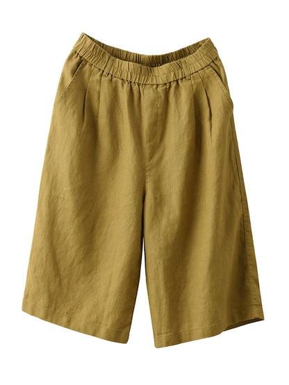 Color Pants Summer 100%Linen Women Pure Straight Fifth