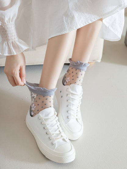 Flower Pairs Jacquard Artsy Lace Socks Women 3