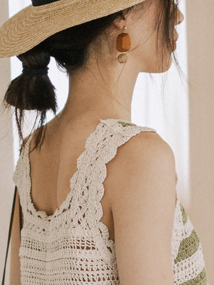 Ball Straw Women Wooden Earrings Weave Bohemia