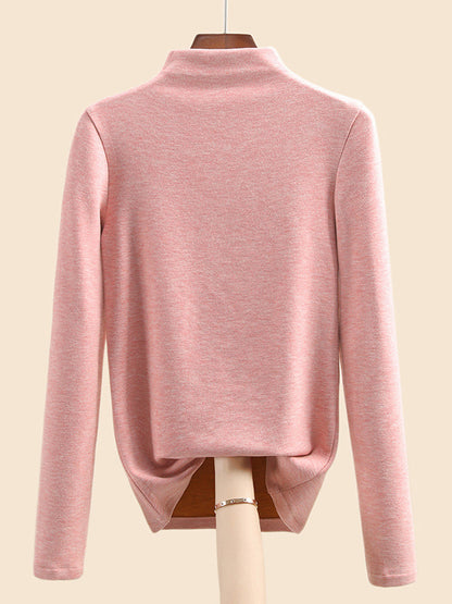 Autumn Half-Turtleneck Blouse Casual Women Warm Base