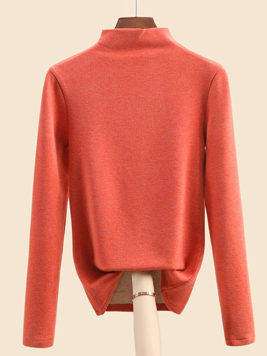 Autumn Half-Turtleneck Blouse Casual Women Warm Base