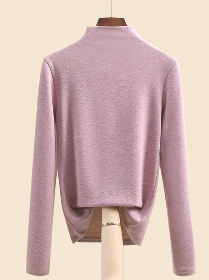 Autumn Half-Turtleneck Blouse Casual Women Warm Base