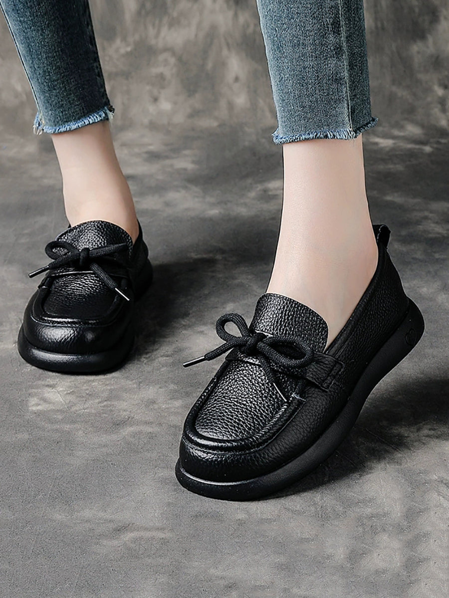 Vintage Shoes Leather Women Soft Flat Genuine