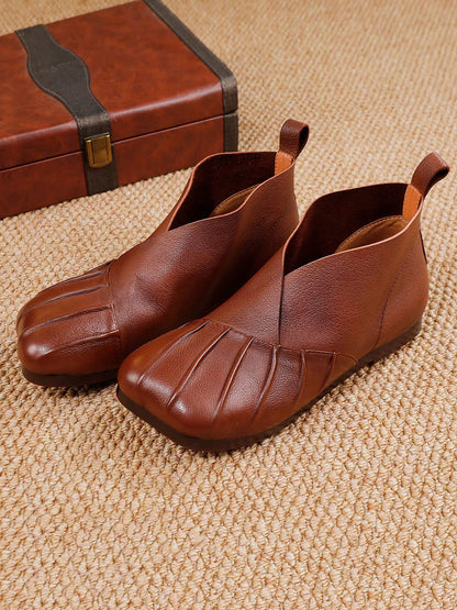 Spliced Shoes Leather Women Soft Autumn