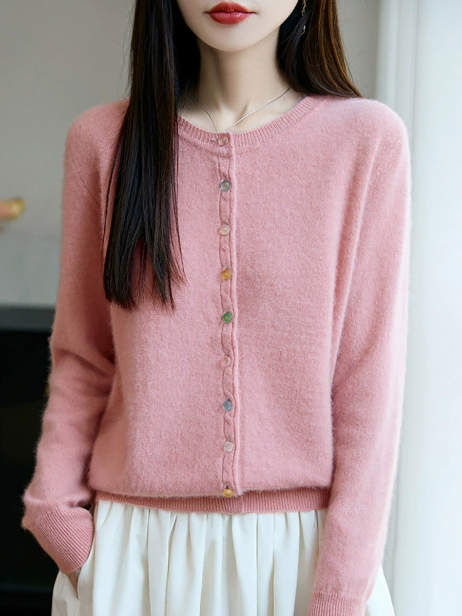 Sweater Casual Autumn Pure Knitted Color Women O-Neck