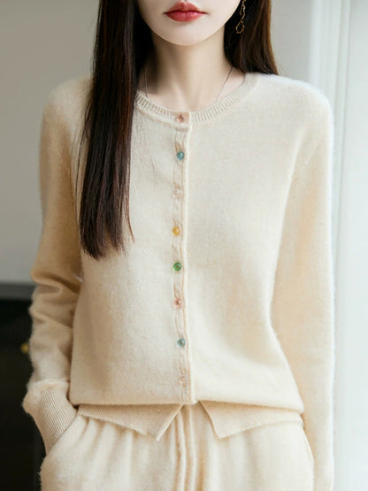 Sweater Casual Autumn Pure Knitted Color Women O-Neck