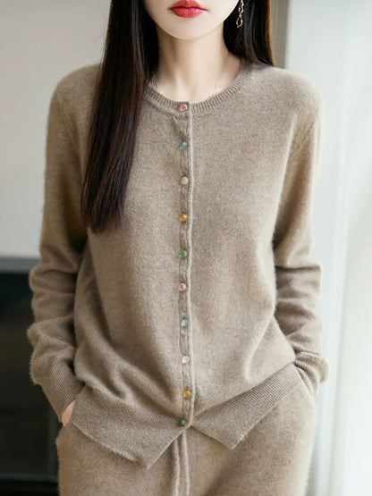 Sweater Casual Autumn Pure Knitted Color Women O-Neck