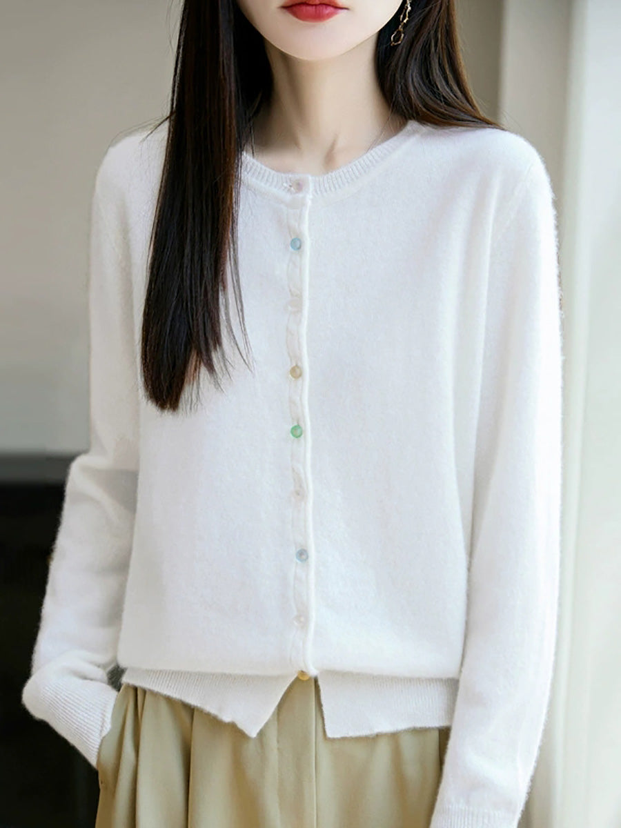 Sweater Casual Autumn Pure Knitted Color Women O-Neck