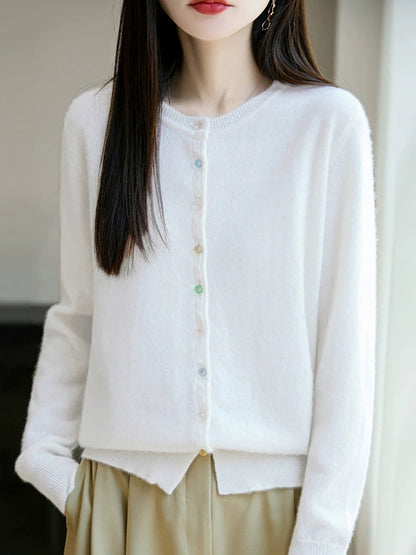 Sweater Casual Autumn Pure Knitted Color Women O-Neck