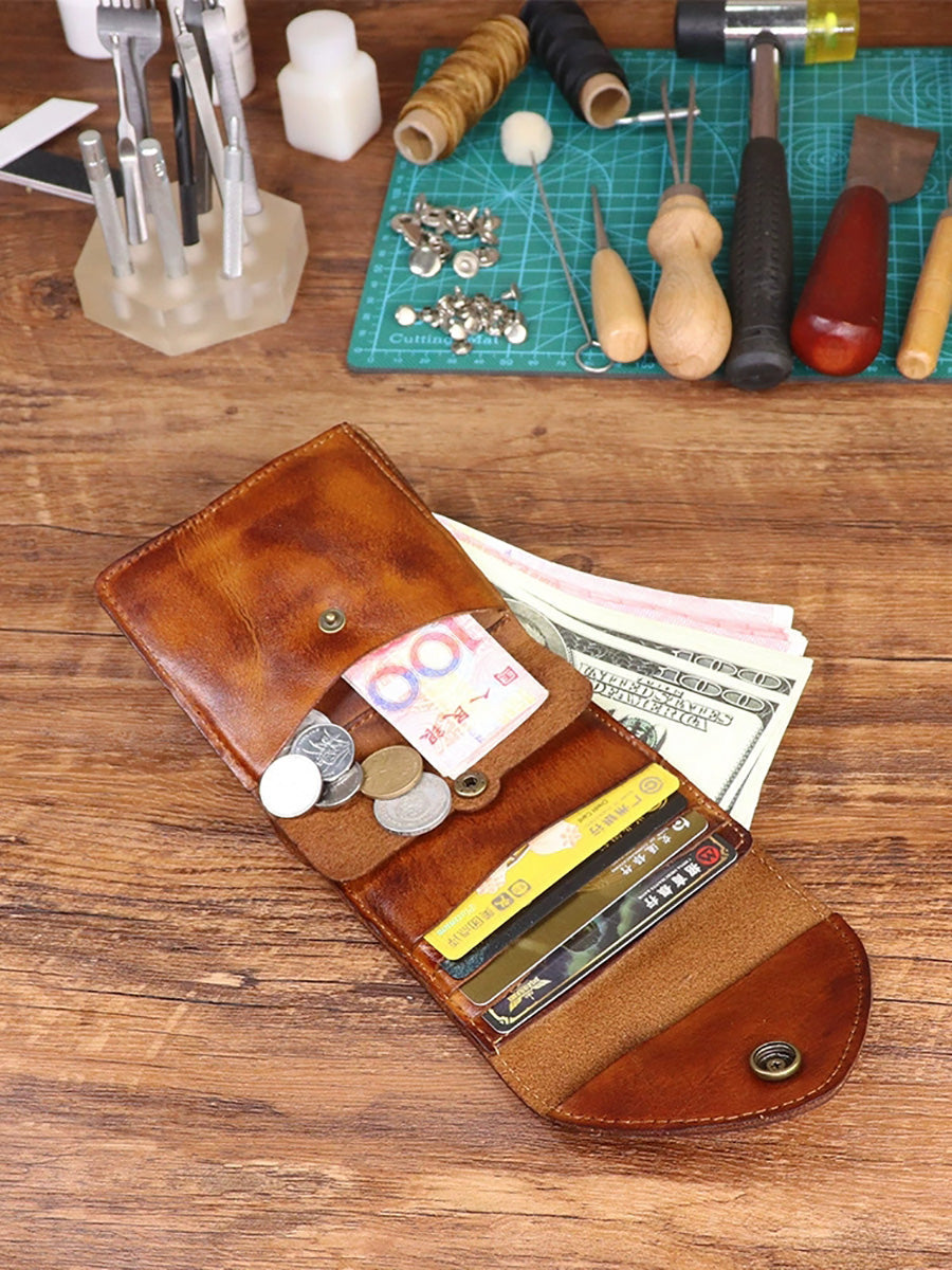 Wallet Leather Retro Square Multifunctional