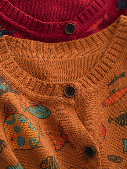 Fish Artsy Autumn O-Neck Sweater Cartoon Women