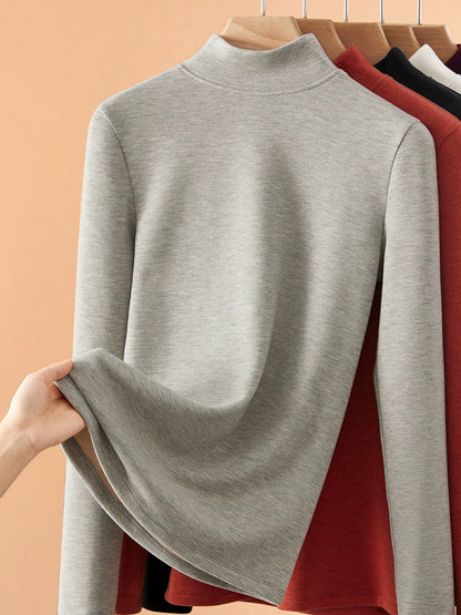 Mid Women Collar Autumn Casual Blouse Base Warm