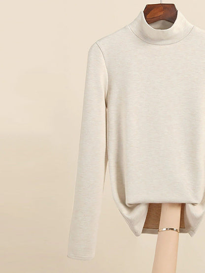 Mid Women Collar Autumn Casual Blouse Base Warm