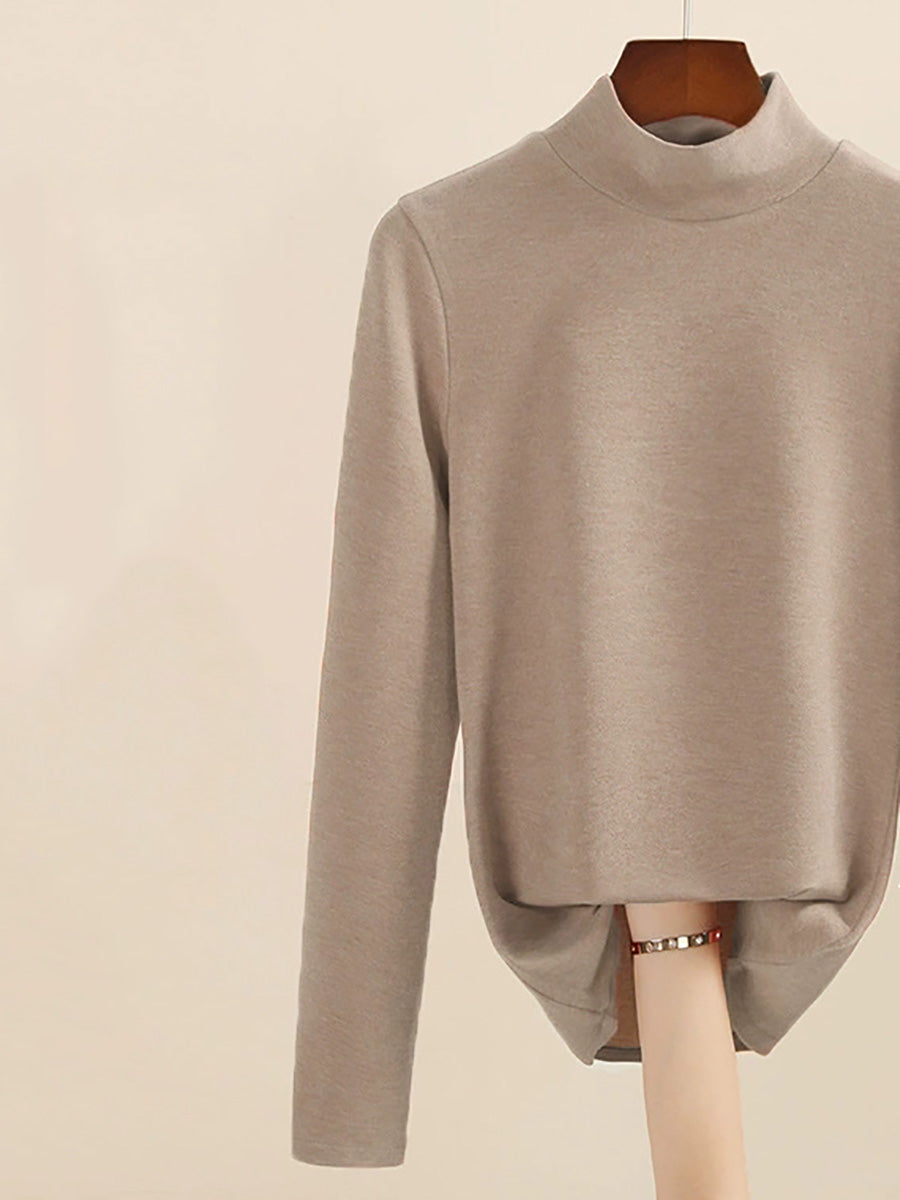 Mid Women Collar Autumn Casual Blouse Base Warm