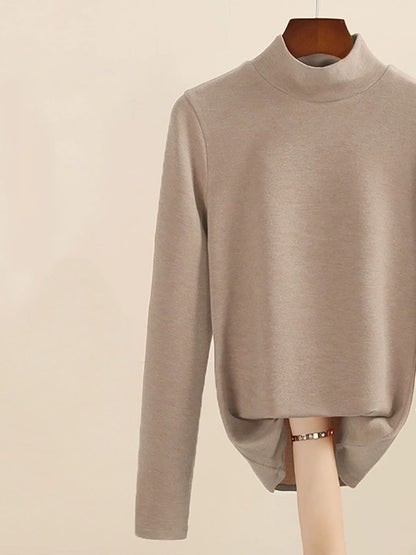 Mid Women Collar Autumn Casual Blouse Base Warm