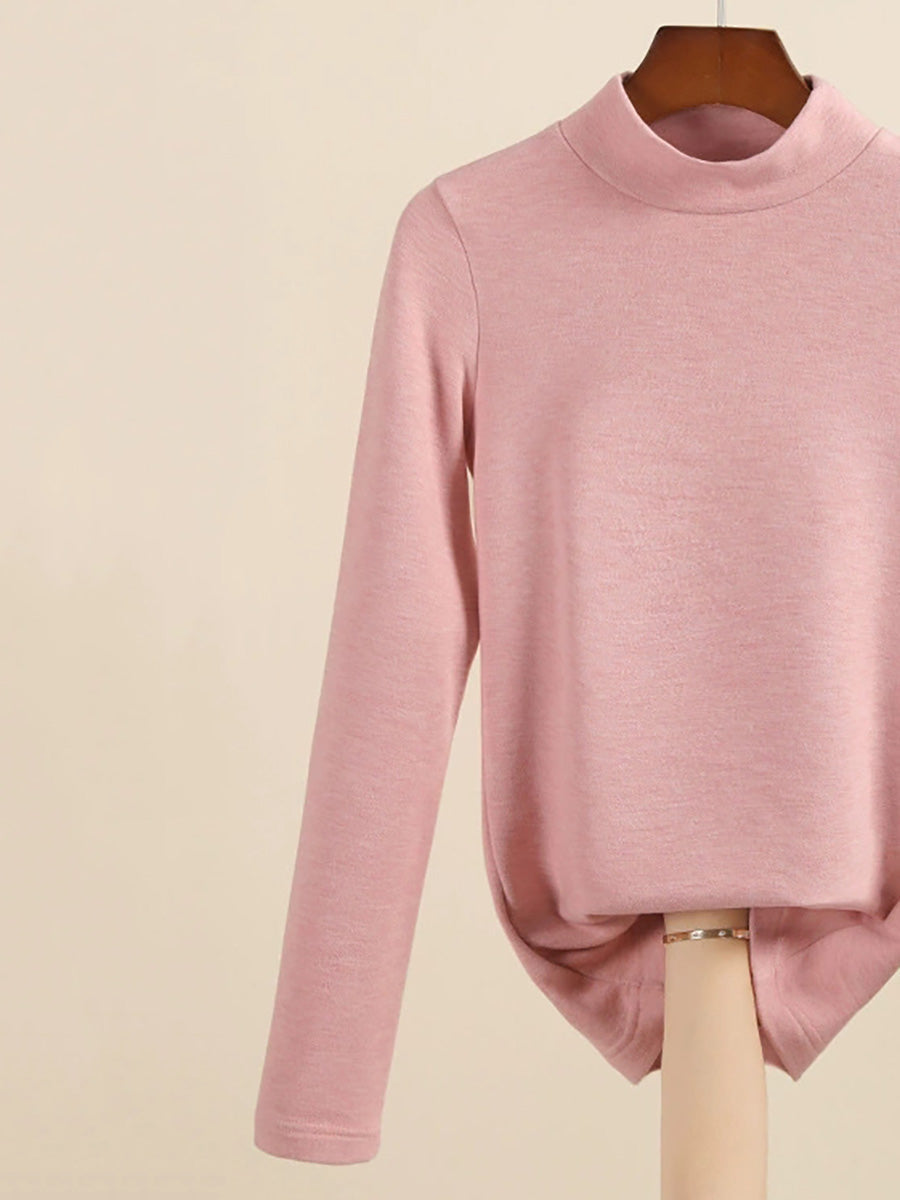 Mid Women Collar Autumn Casual Blouse Base Warm