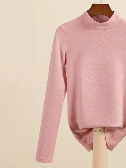 Mid Women Collar Autumn Casual Blouse Base Warm