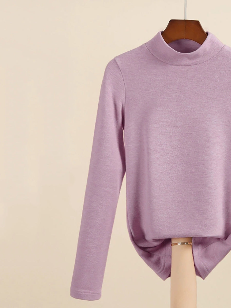 Mid Women Collar Autumn Casual Blouse Base Warm