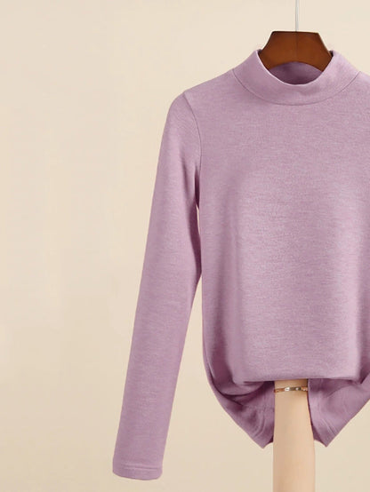 Mid Women Collar Autumn Casual Blouse Base Warm