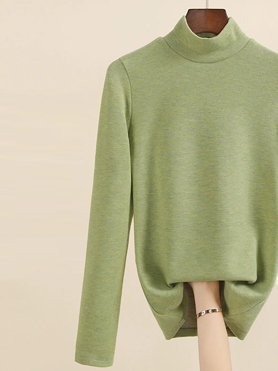 Mid Women Collar Autumn Casual Blouse Base Warm