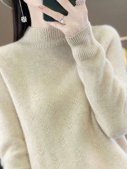 Pure Sweater Color Autumn Half-Turtleneck Women Casual