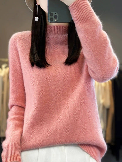 Pure Sweater Color Autumn Half-Turtleneck Women Casual