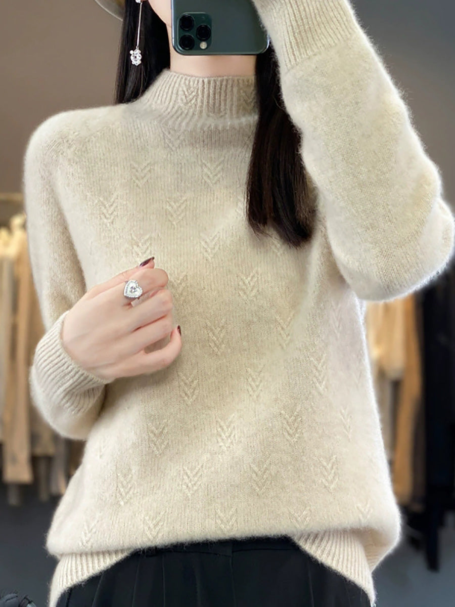 Pure Sweater Color Autumn Half-Turtleneck Women Casual